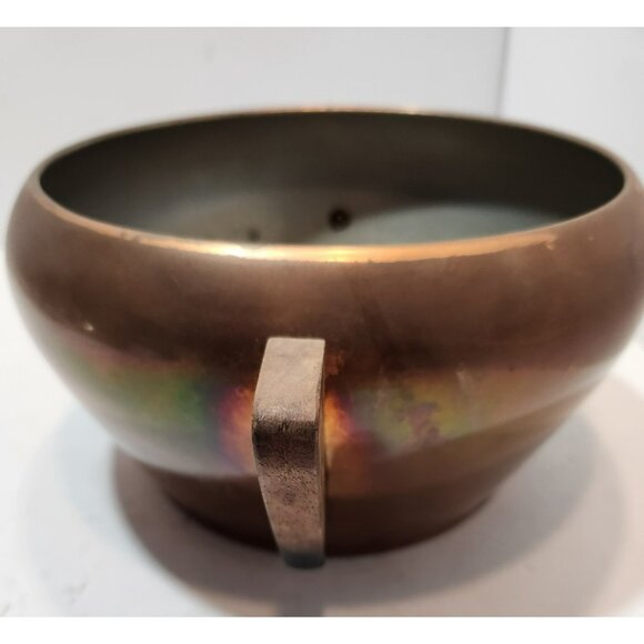 Vintage Round Art Deco Copper Pot With 2 Wooden Handles - Picture 10 of 16